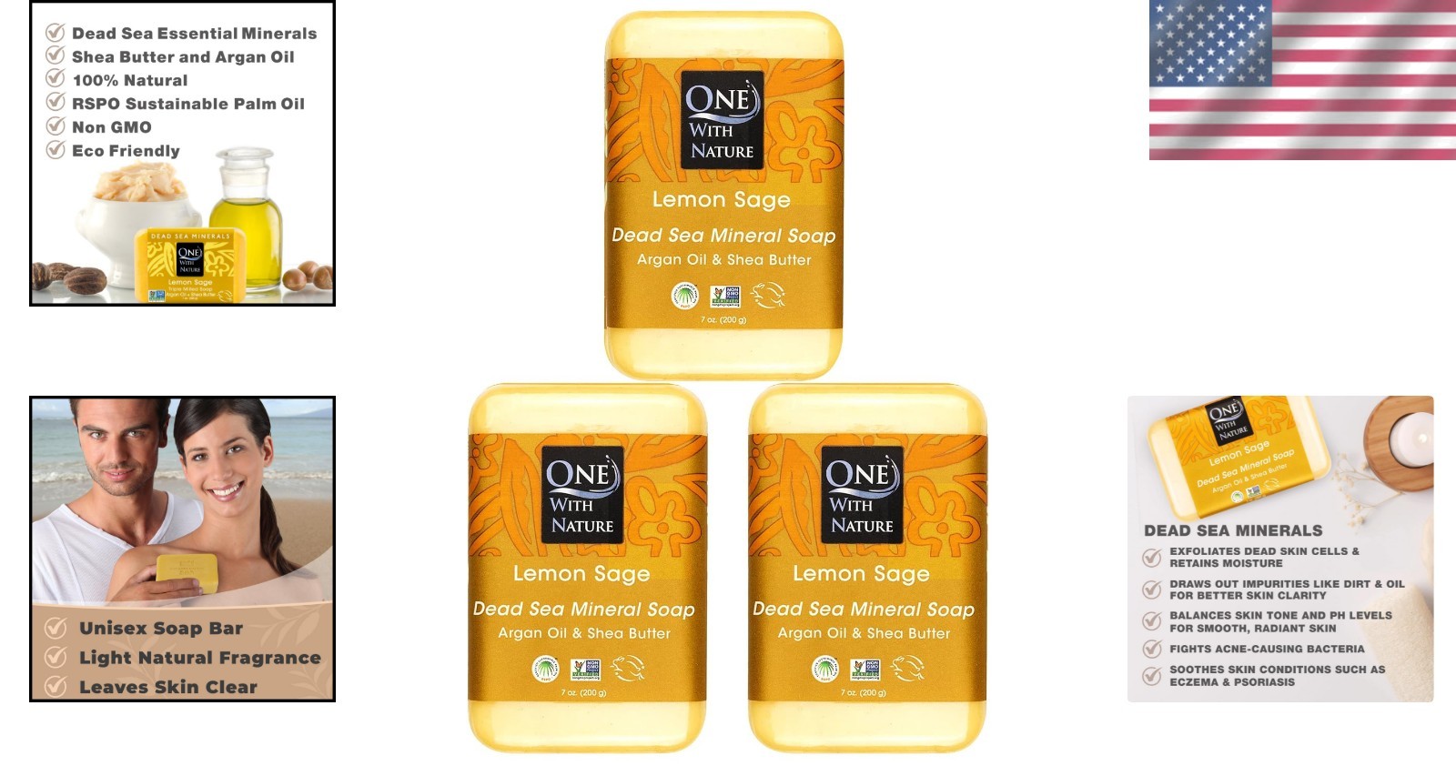Therapeutic Dead Sea Lemon Sage Soap 7oz 3-Pack – Acne & Blemish Defense