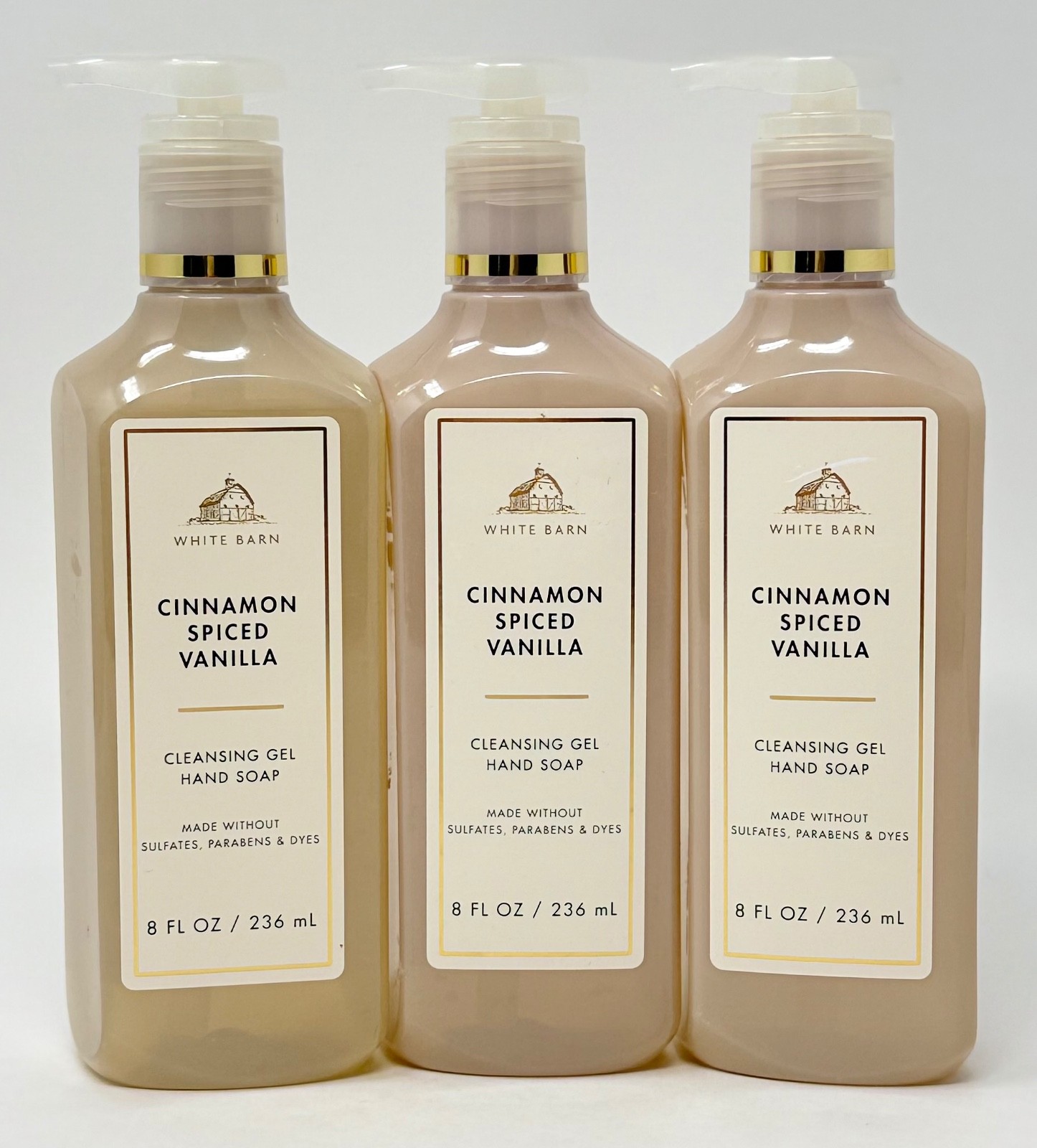 3 BATH & BODY WORKS CINNAMON SPICED VANILLA CLEANSING GEL HAND SOAP WASH 8 OZ