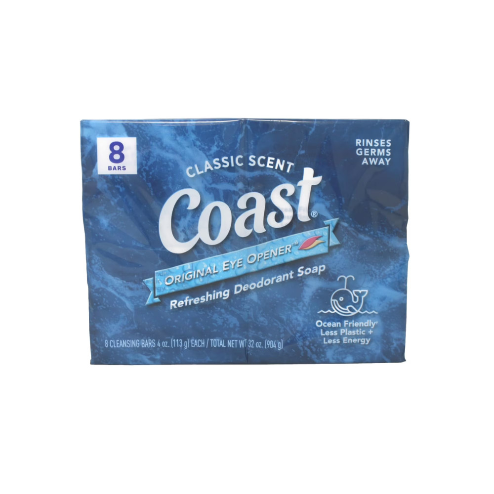 Coast Deodorant Bar Soap, Classic Scent, Refreshing Clean, 3.2 oz, 64 Bars Total
