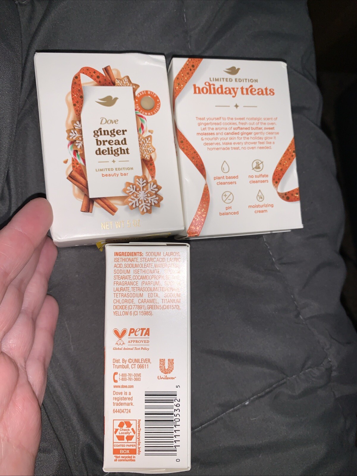 Lot 3 Dove Beauty Limited Edition Holiday Treat Bar Soap Gingerbread Delight 5oz