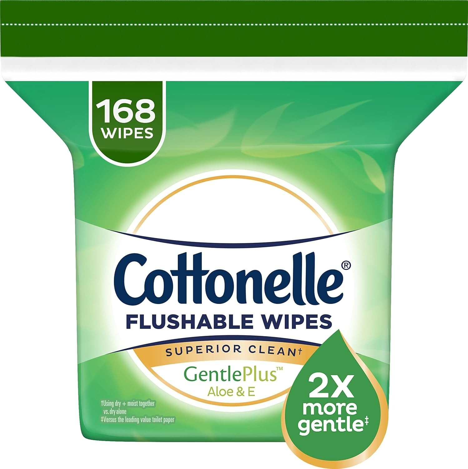 Cottonelle GentlePlus Flushable Wet Wipes with Aloe & Vitamin E, 168 Wipes per P