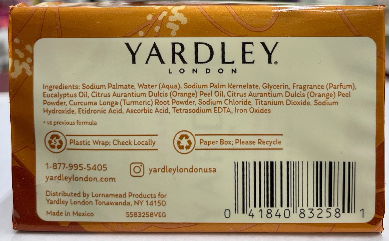 8 Pcs YARDLEY LONDON Bath Bar Soap,Turmeric & Orange Peel Vitamin C 4 oz