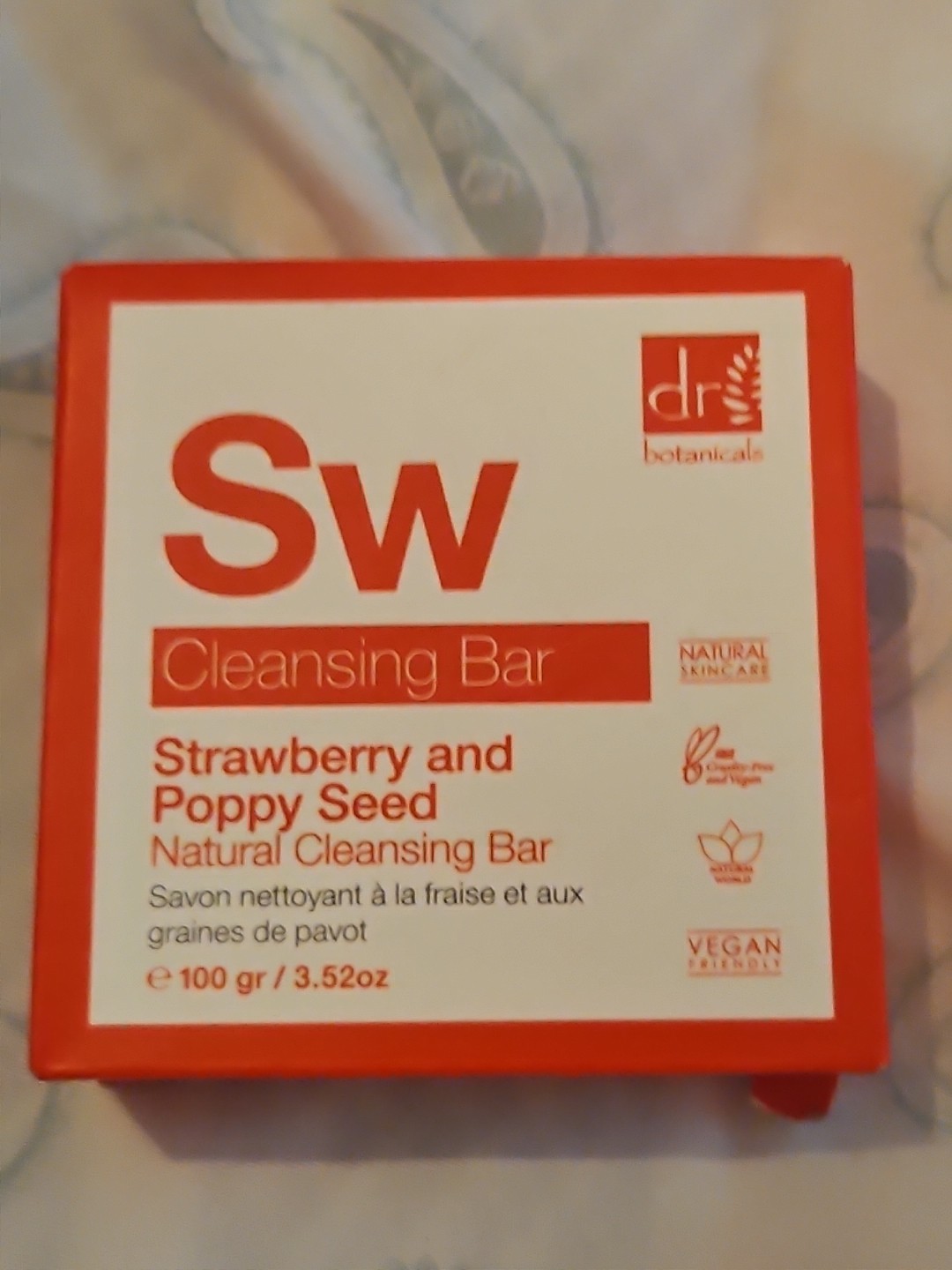 Dr Botanicals Sw Cleansing Bar Strawberry and Poppy Seed 3.52 oz NIB
