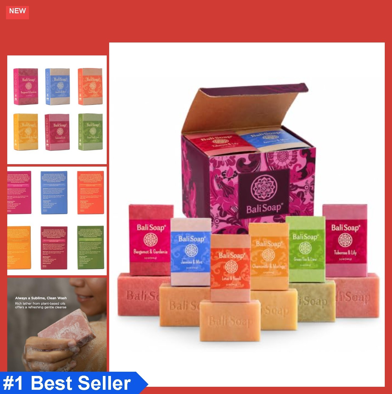 Natural Bar Soap Gift Set 6 Bars Handmade Cold Process Floral Scent Essential