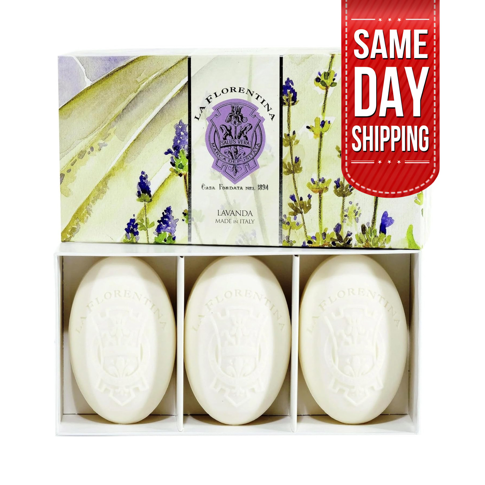 NP LA FLORENTINA Set of Three Soap in Gift Box Lavender – 15.9 FL OZ, 450 g