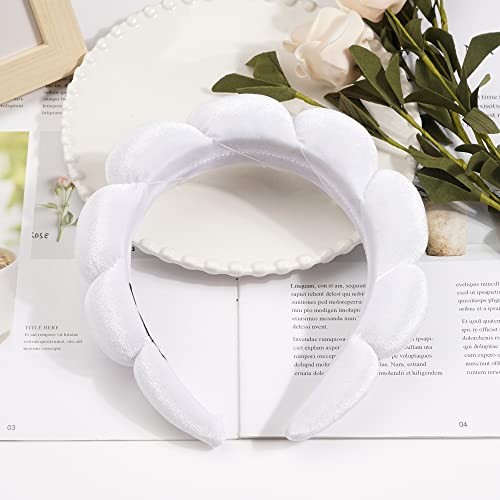 Spa Headband for Washing Face Sponge Makeup Headbands Skincare Headband White
