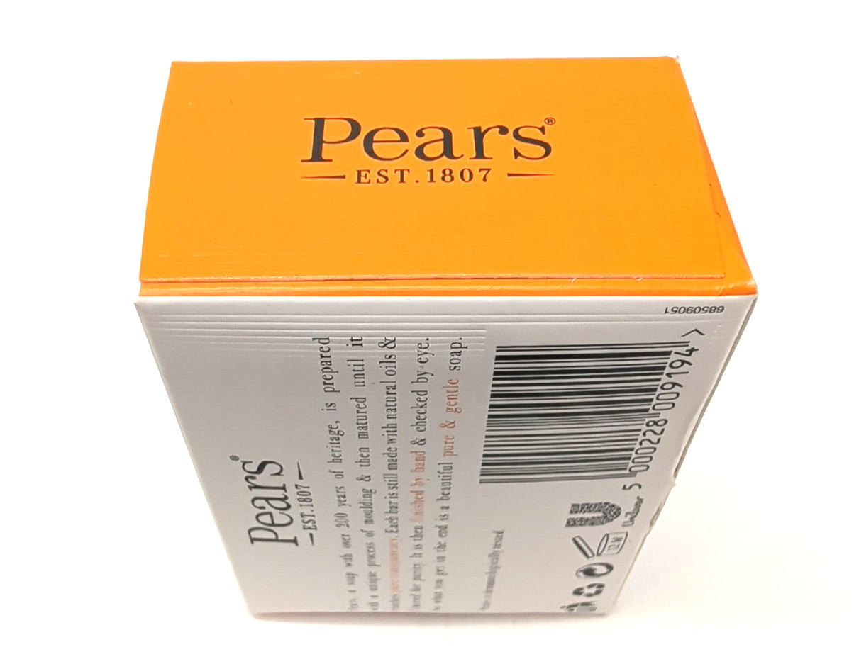 Pears Pure & Gentle Transparent Soap 4.4 oz/125 g. Bar Soap, Orange