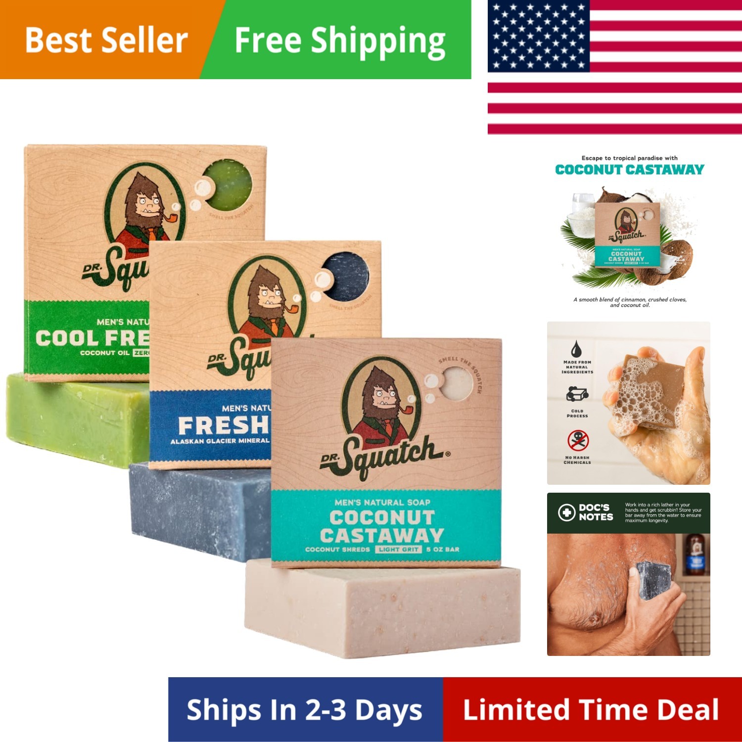 Natural Men’s Bar Soap – Cold Process Body Soap Bar with Natural Oils – Gifts…