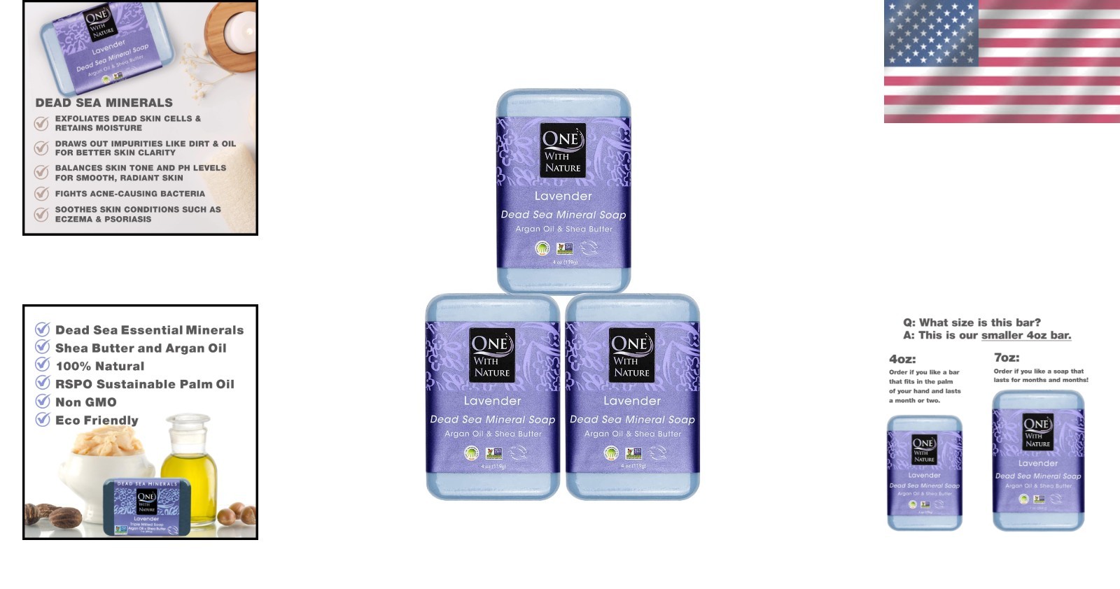 3-Pack Lavender Soap Bars with Dead Sea Minerals for Exfoliation & Acne Control