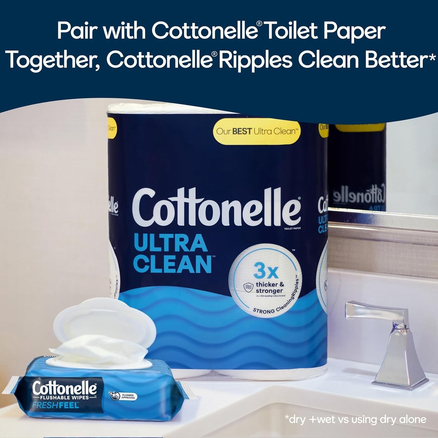 Cottonelle Fresh Feel Flushable Wet Wipes, 42 Wipes Per Pack, 8 Flip-Top Packs,