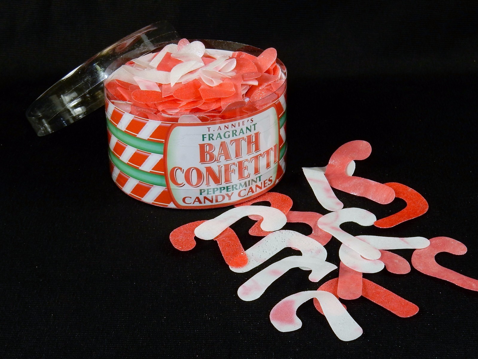 Holiday Bath Confetti ~ Candy Cane Shapes, Peppermint Scented, 41 Grams Canister