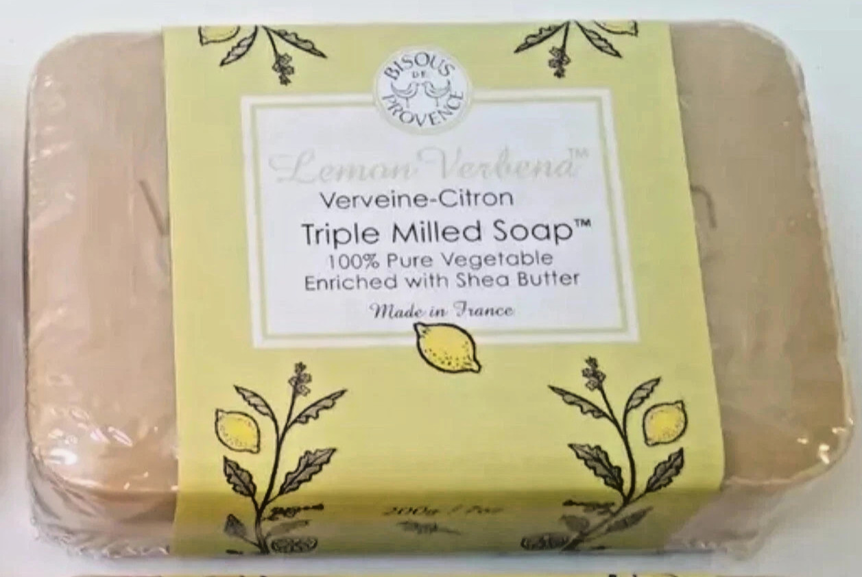 4 x Trader Joe’s Bisous de Provence Lemon Verbena Triple Milled Soap Shea Butter