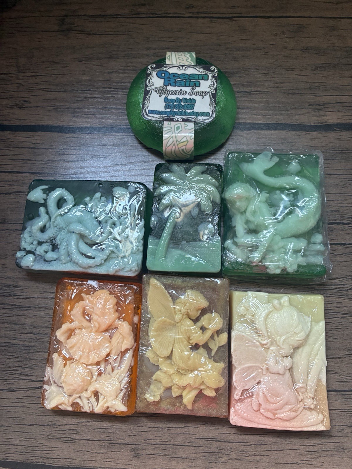 Handmade Soap Lot 7 Bars Detailed Soap Various Scents NEW