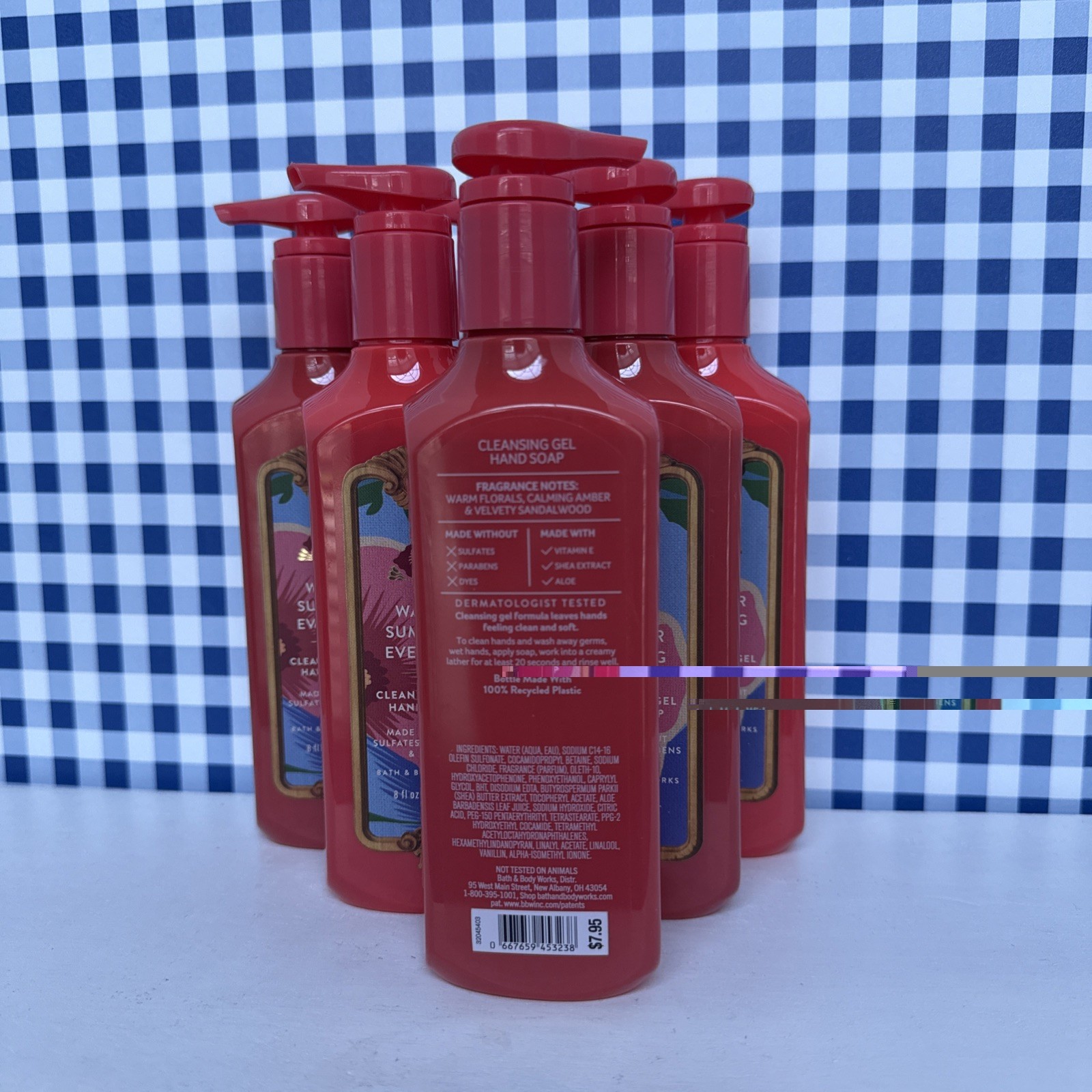 6X ~ Bath Body Works ~ WARM SUMMER EVENING ~ Cleansing Gel Hand Soap