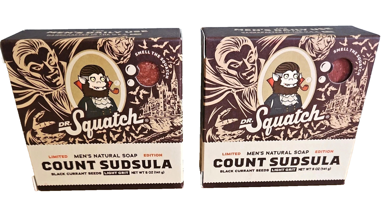 2 Pack Dr. Squatch Soap Count Sudsula Halloween Limited Edition Natural Men’s