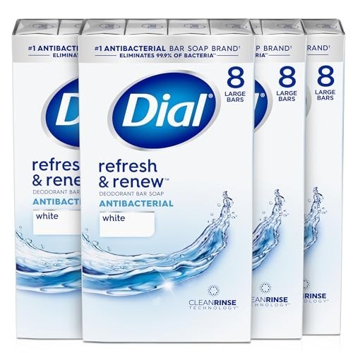 Antibacterial Bar Soap, Refresh & Renew, White, 4 oz – 32 Pack for Clean Skin