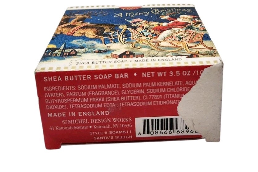NIB Shea Butter Soap Michel Design MERRY CHRISTMAS Bar 3.5 oz Triple Milled