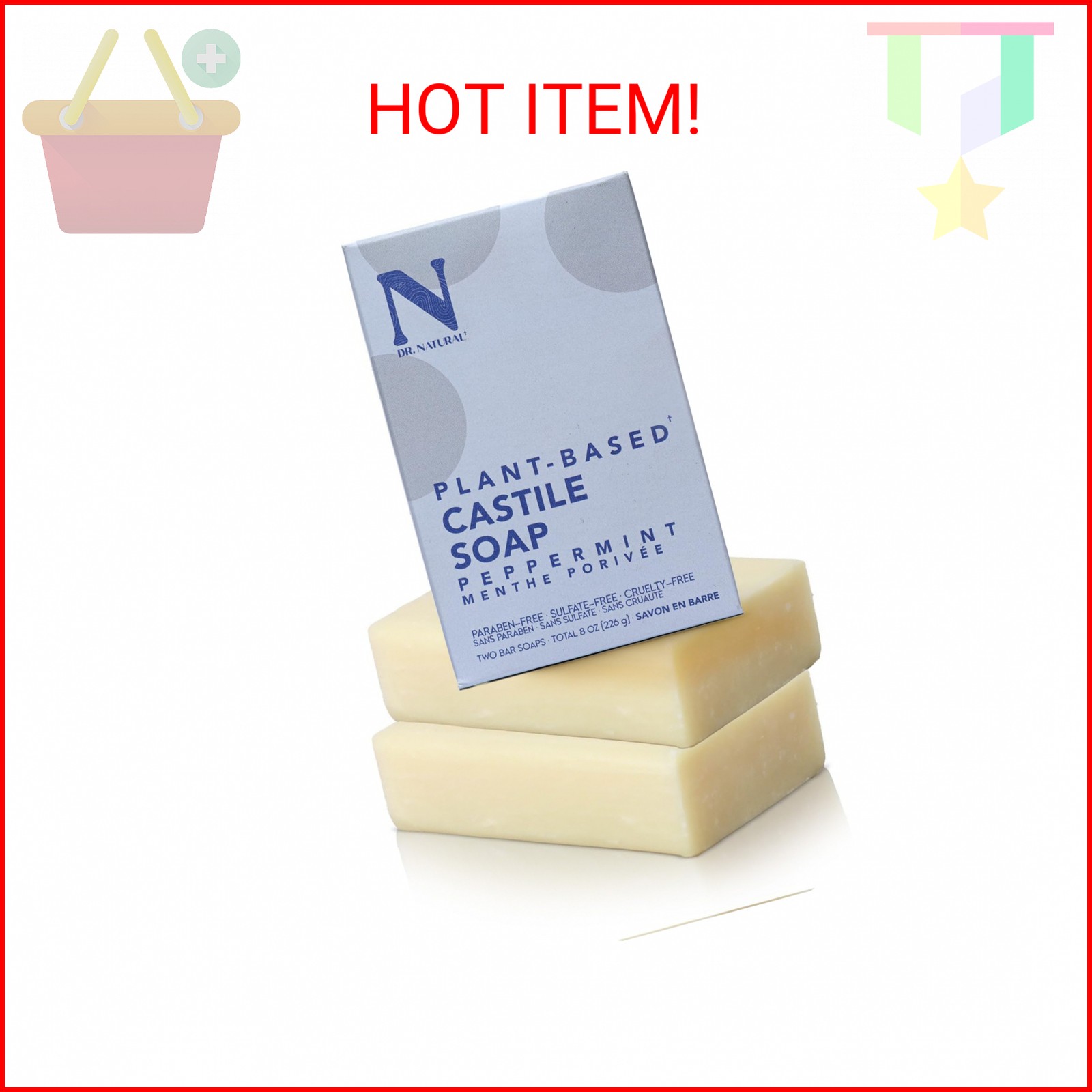 Dr. Natural Castile Bar Soap – Multipurpose Soap Bar with Anti-Acne Properties –