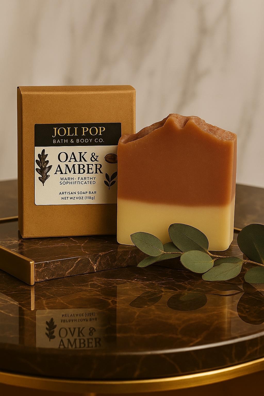 Oak & Amber Handcrafted Soap Bar – US Made with Mahogany Teakwood Scent
