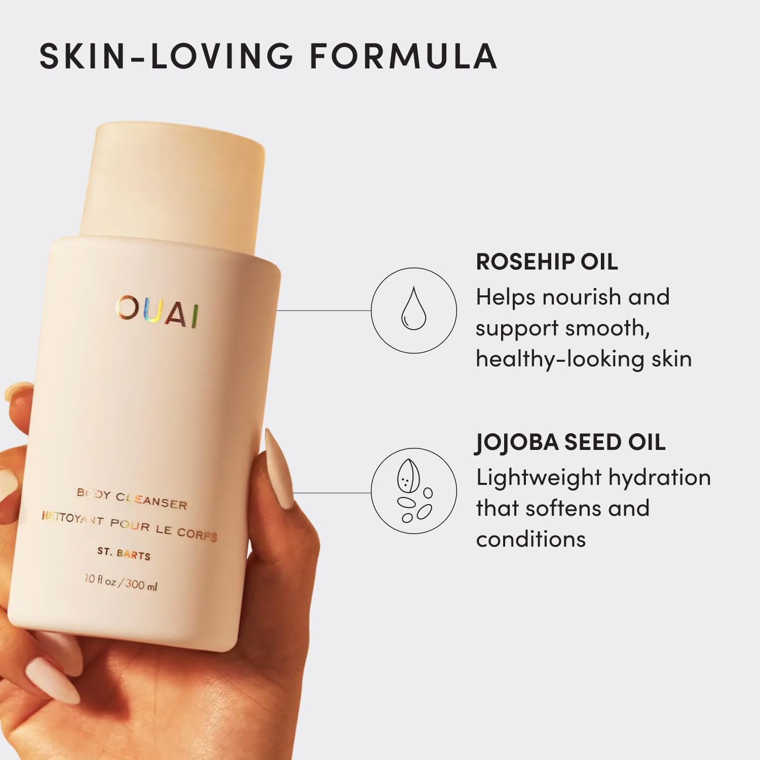 OUAI Body Cleanser, St. Barts – Foaming Wash 10 Fl Oz (Pack of 1), CC306