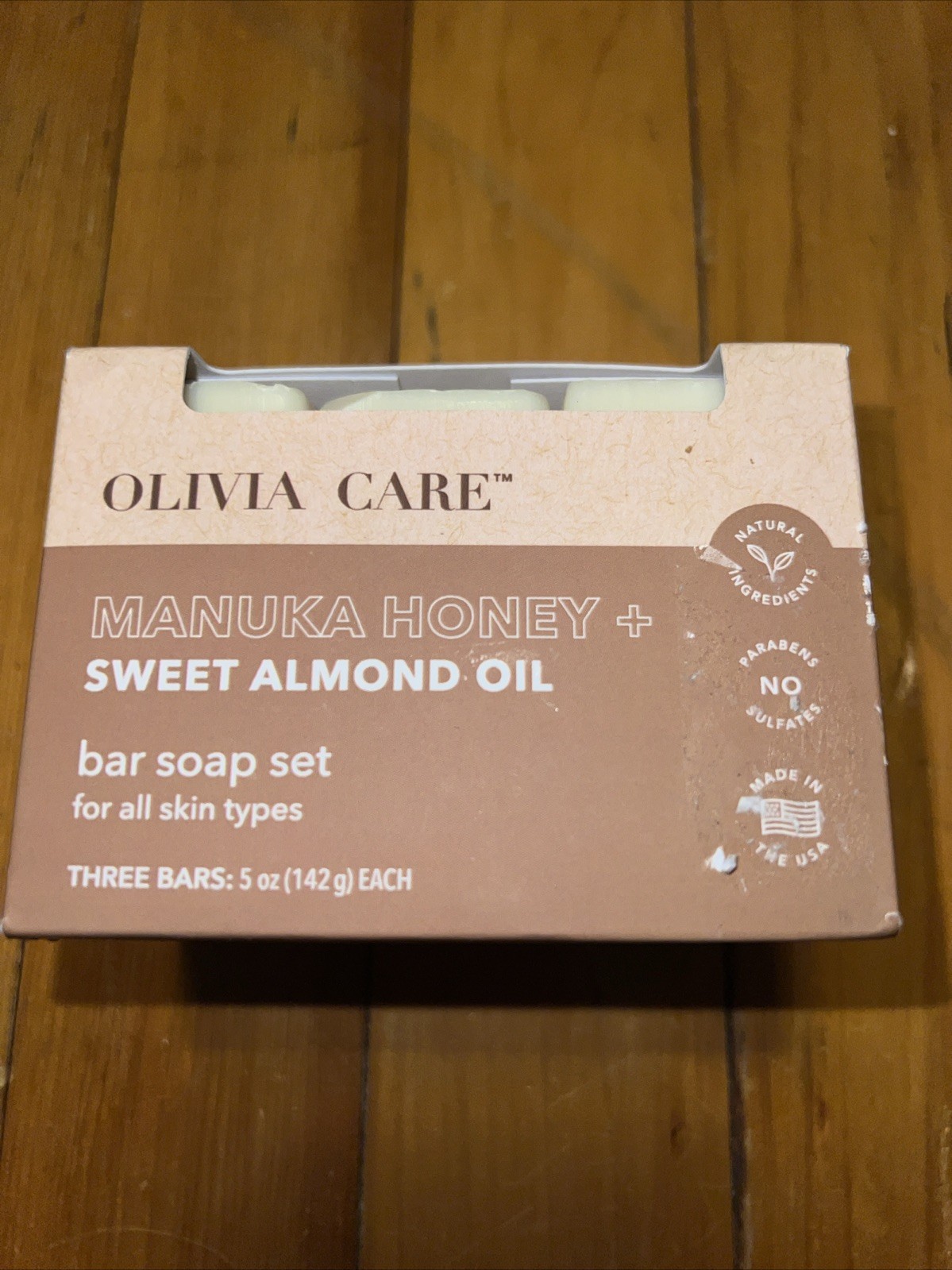 Olivia Care Manuka Honey & Sweet Almond Oil Bar Soap 3pc Set 5oz each New!!