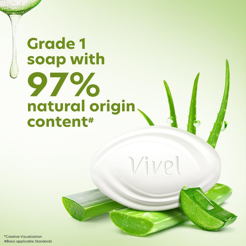 Vivel Aloe Vera Grade 1 + Vitamin E Bathing Soap 150 g × 4 – Soft, Glowing Skin
