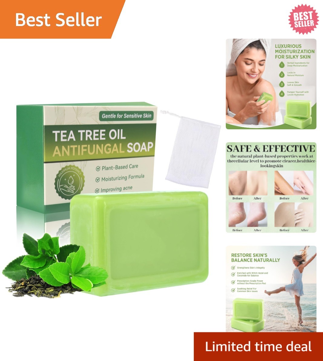 Antifungal Medicated Soap Bar, Athletes Foot Jock Itch Ringworm Yeast Infection