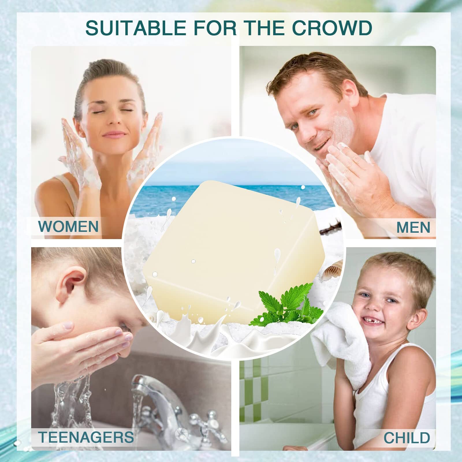2 PK Sea Salt Soap 3.5 Oz Each, Exfoliating Acne Deeply Clean Problem Skin