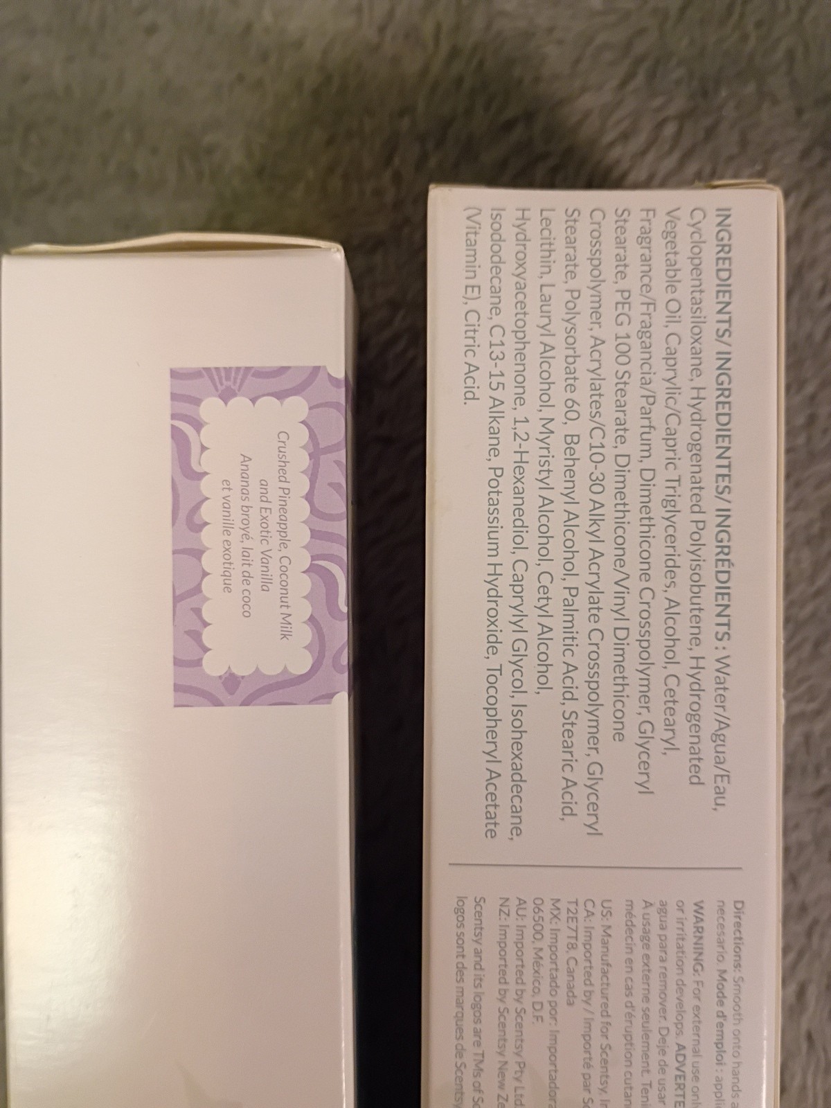Lot 2 Scentsy No. 09 Velvet Hand Cream New In Box, Pineapple Vanilla Coconut