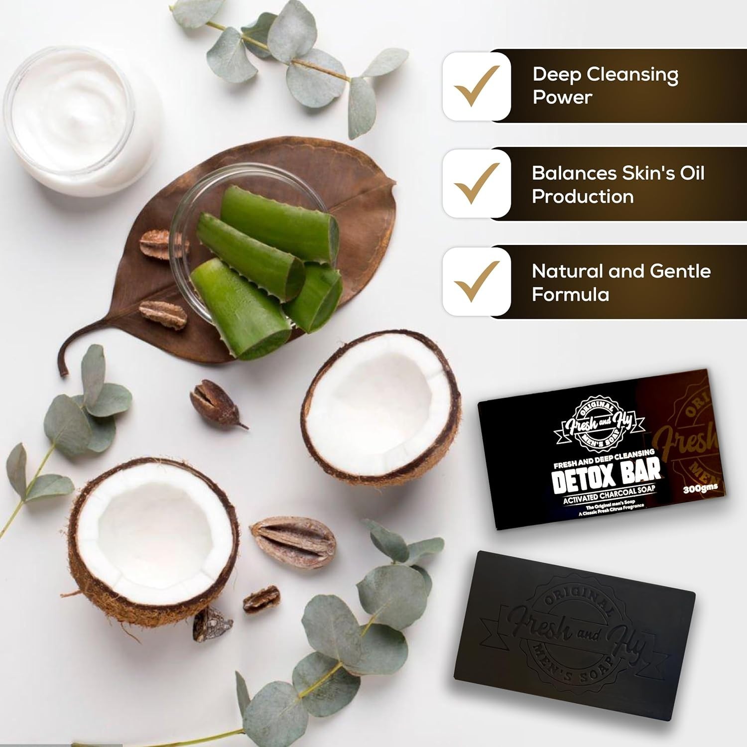 Fresh & Fly Activated Charcoal Soap Bar 300g | Natural Antibacterial Men’s Soap
