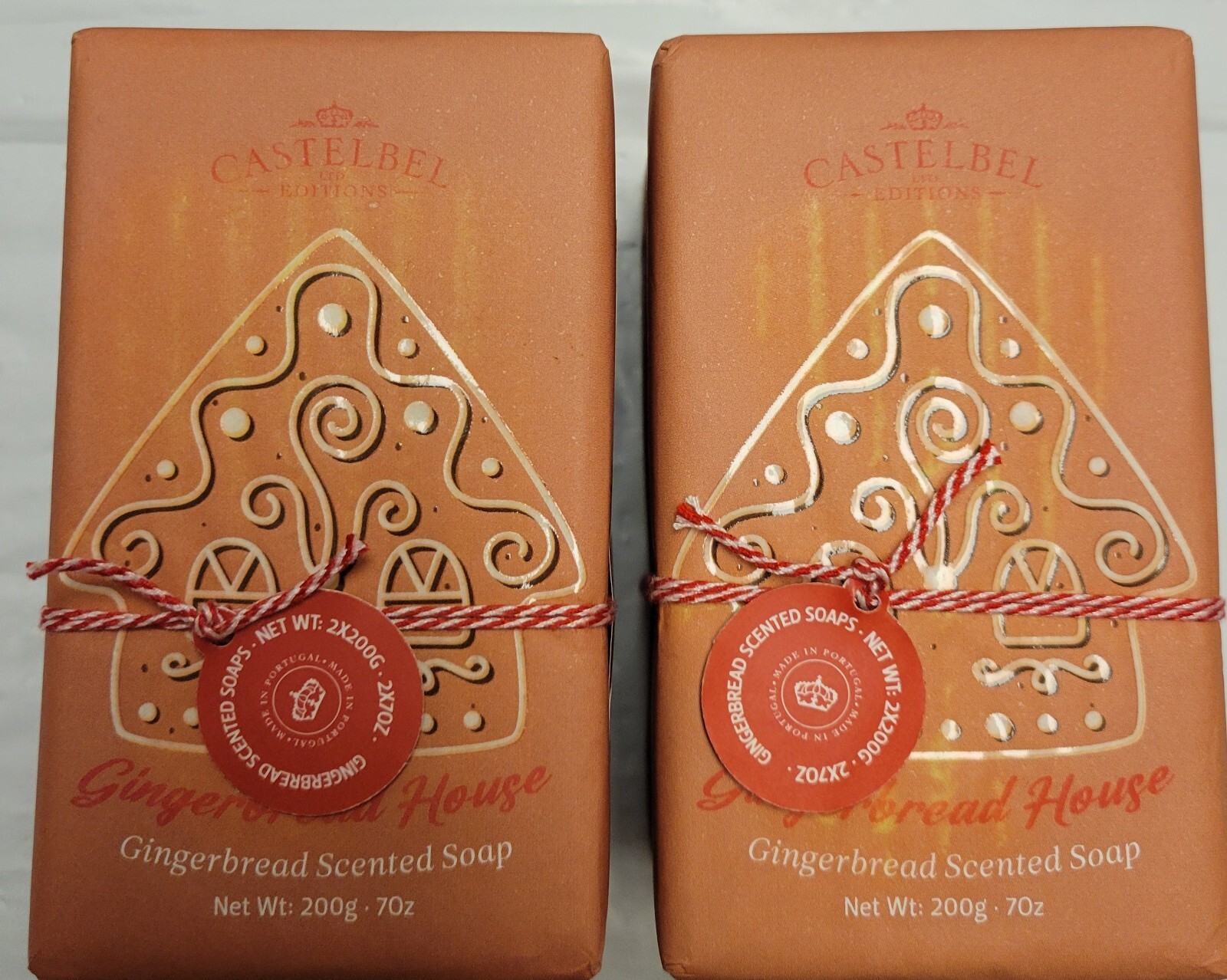 2x Castelbel 2 Pack Scented Bar Soap 7oz Gingerbread Christmas Holiday Wrap