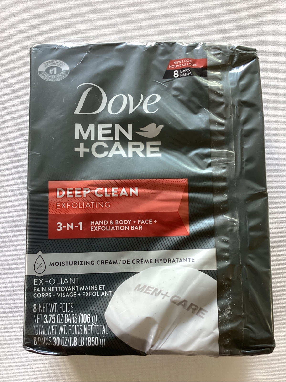 8pk Dove Men+Care Body & Face Bar More Moisturizing Than Bar Soap Deep Clean