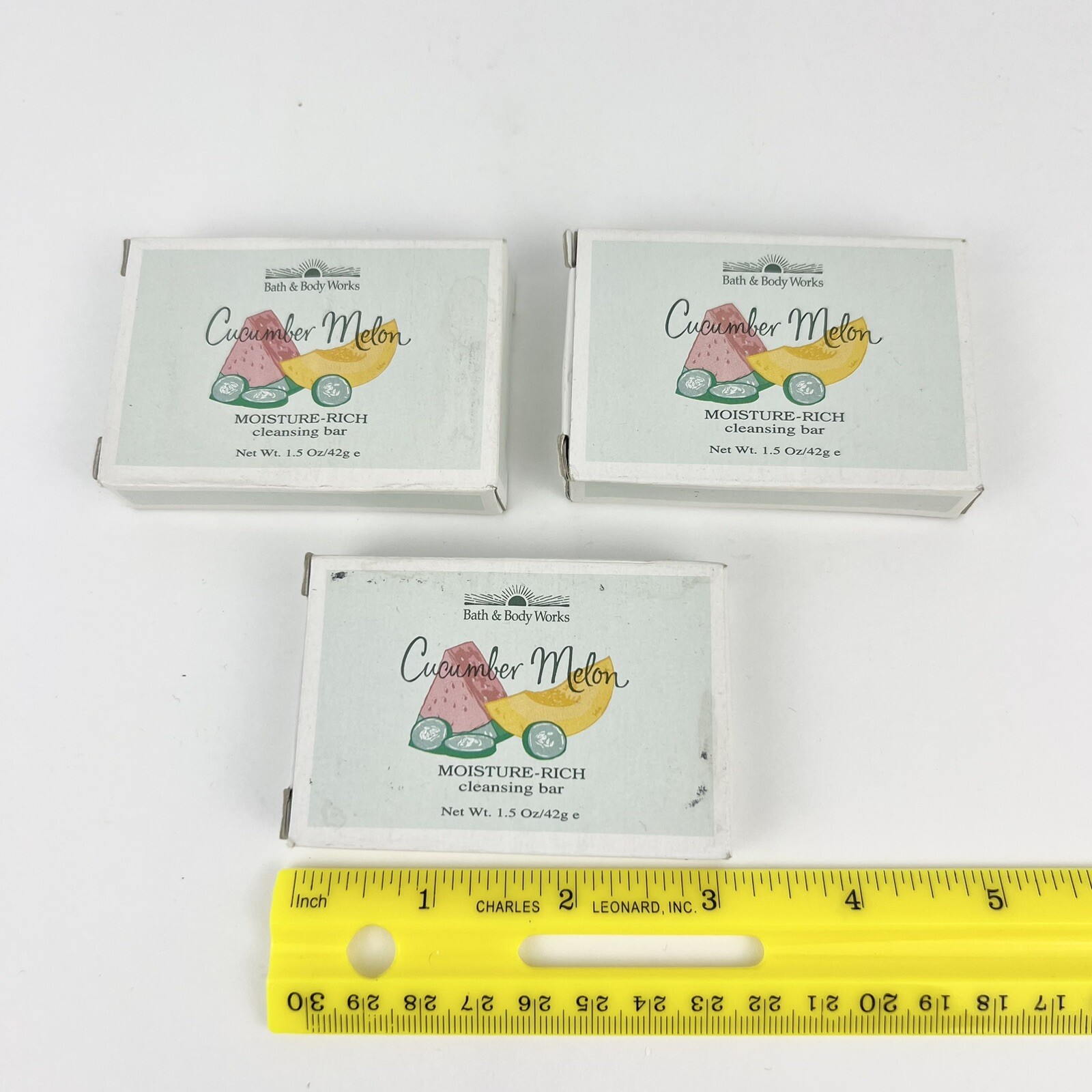 Bath & Body Works Cucumber Melon Cleansing Soap Bar Lot Of 3 Travel Size 1.5 oz