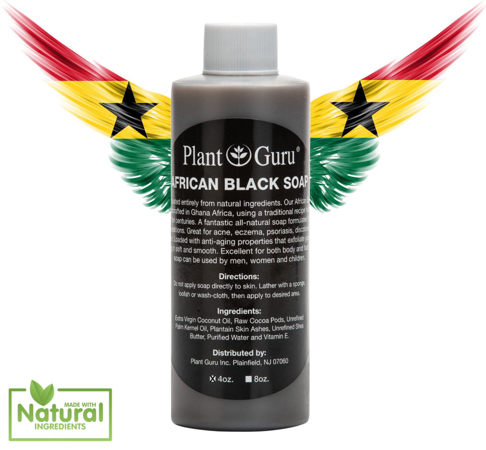 SCENTED African Black Soap Liquid Raw 100% Pure Organic Natural Body Face Wash