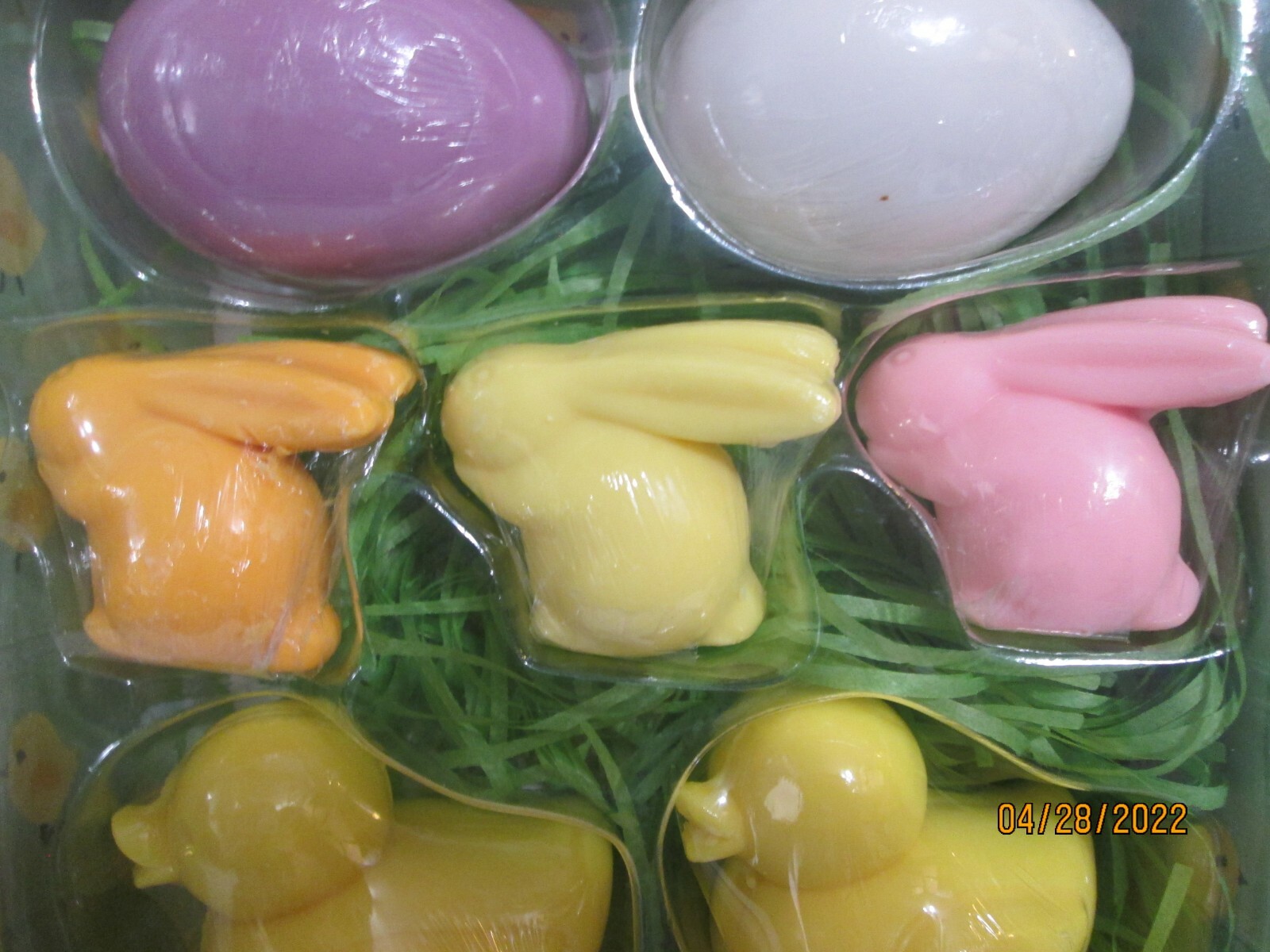 Easter Soap Bars Jasmine & Lily Set Of 6 -2 Easter Eggs 2 Chicks 2 Bunny Rabbits