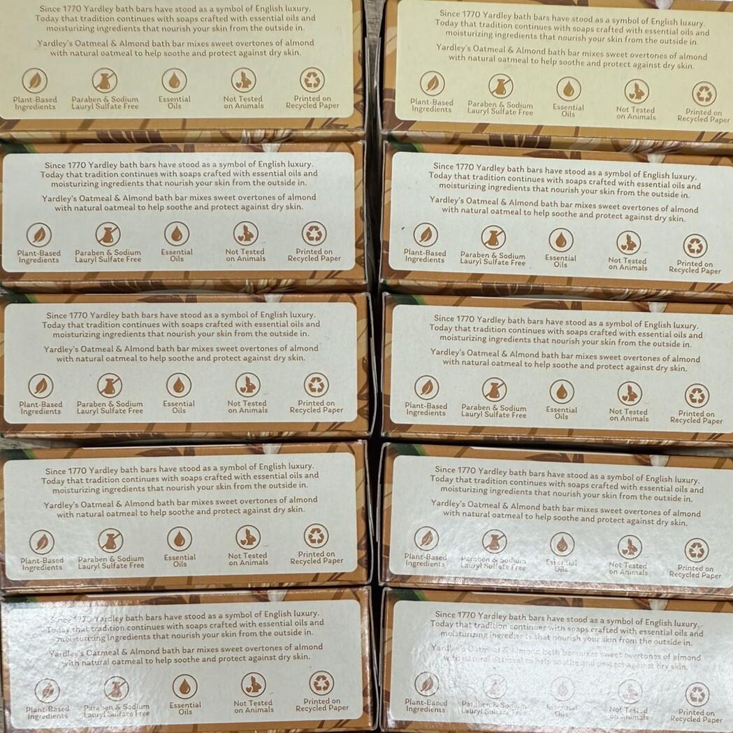 Yardley London Oatmeal & Almond Moisturizing Bath Soap 4 oz Each 12pc