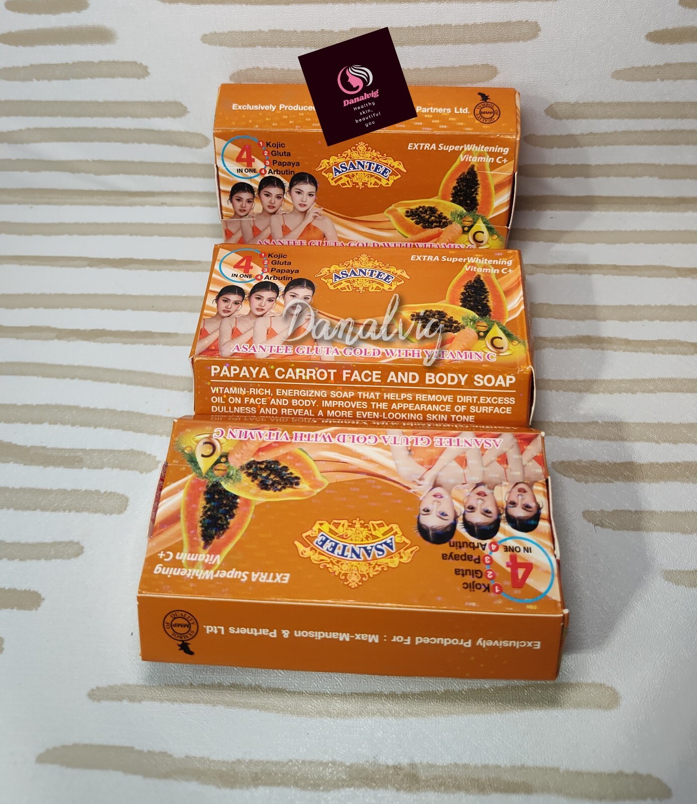 3 Bars x 125g Soap Vitamin C Gluta Gold Asantee Face And body Brightening Soap