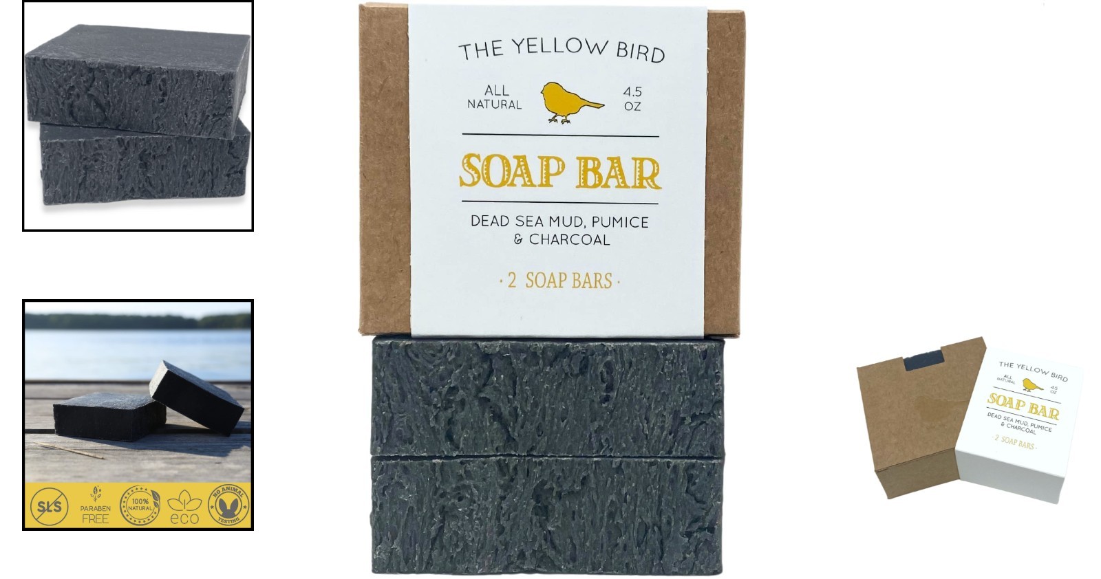Natural Dead Sea Mud & Charcoal Soap – 2 Bar Pack for Deep Cleansing Skincare