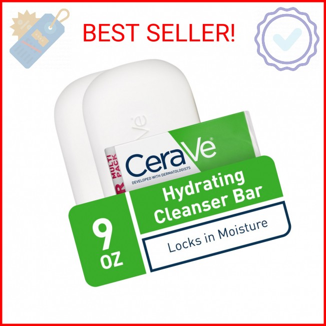 CeraVe Hydrating Cleanser Bar, Soap-Free Body and Facial Cleanser with 5% Moistu
