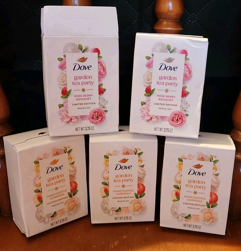 Limited Edition Dove Beauty Bar 3 Honeysuckle/Gardenia And 2 Rose Berry Bouquet