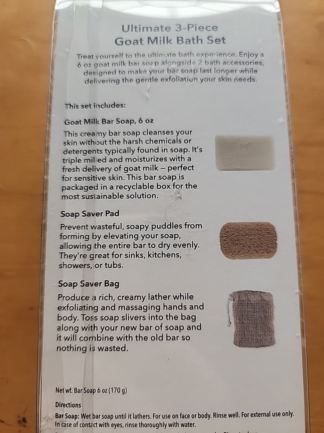 Dionis Sea Treasures Goat Milk Bar Soap Bath Set 6oz. Saver Bag & Pad