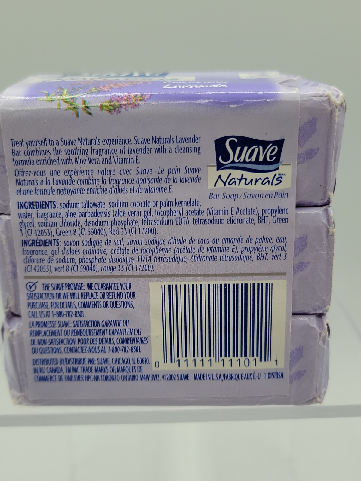 Suave Naturals Soap With Alo Vera & Vitamin E Lavender Fragrance 3 Bar Pack NOS