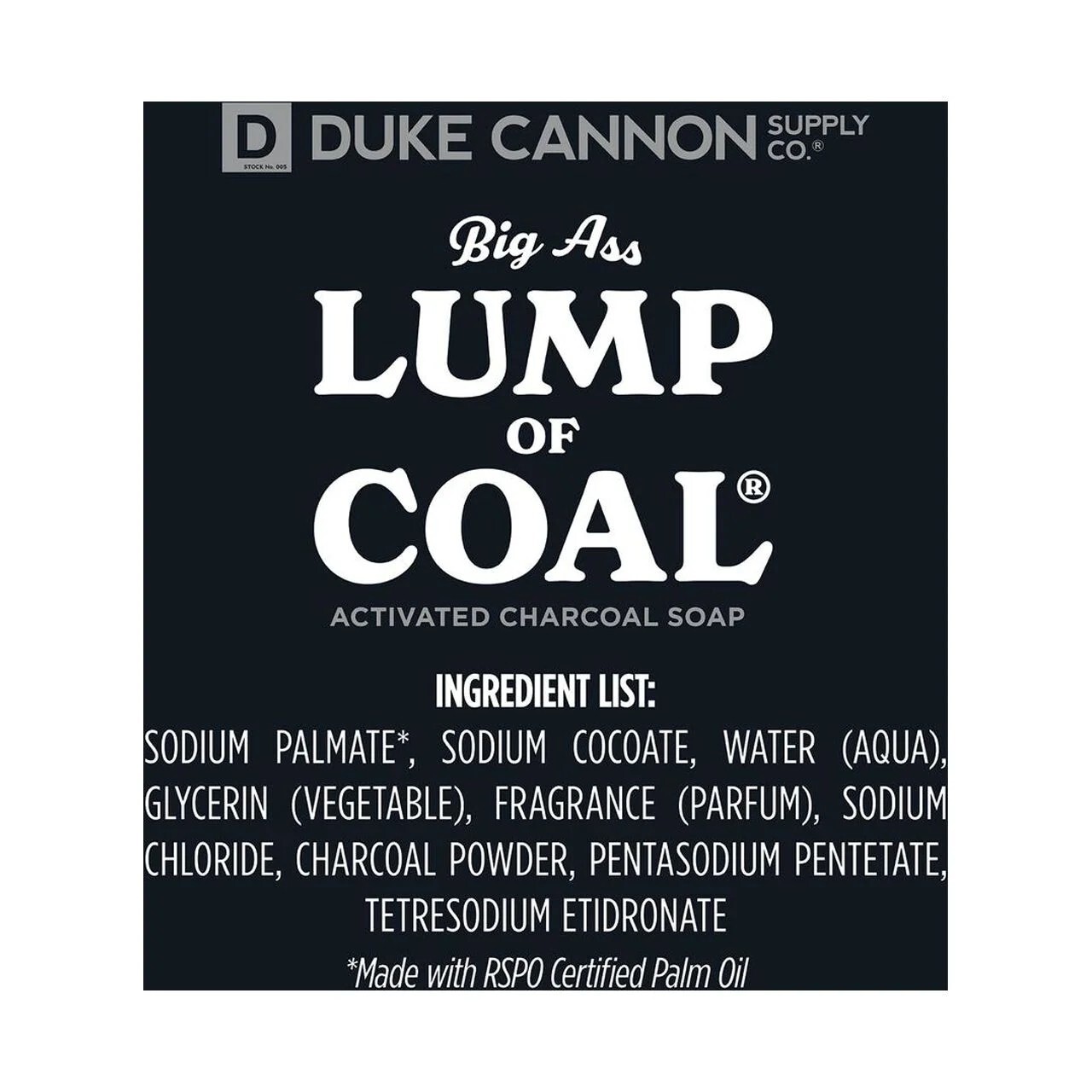 Duke Cannon Mens Big Ass 10oz Lump of Coal Bergamot & Black Pepper Brick Soap