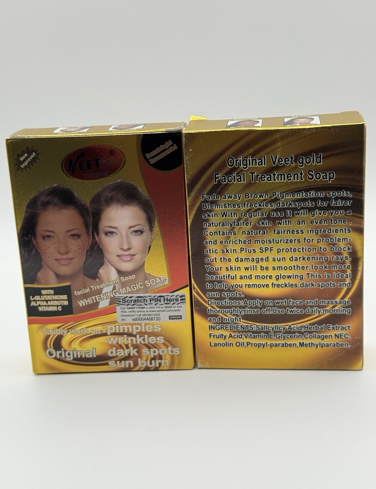 1Pc Veet Gold Facial Treatment Soap Whitening Magic Soap For Dark Spots 100g