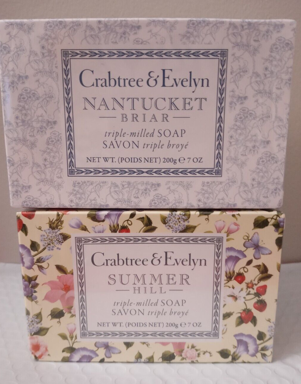 Crabtree & Evelyn Summer Hill & Nantucket Briar TRIPLE MILLED Bar Soap 2 Pack