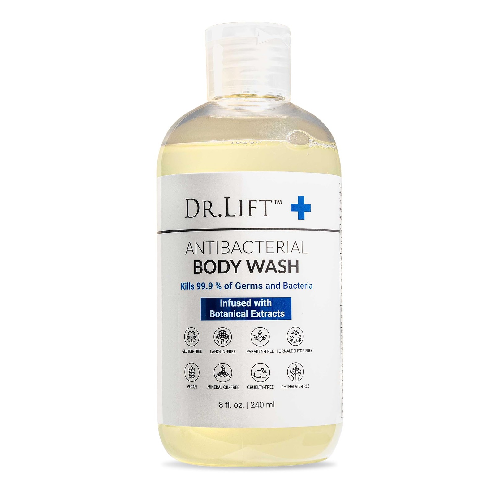 DR. LIFT Antibacterial Body Wash, Refreshing 8 Fl Oz (Pack of 1), Off White