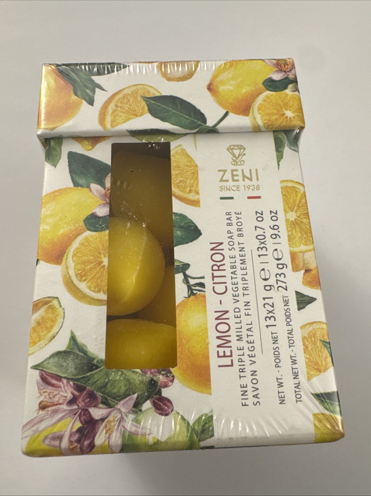 NIB Zeni Italian Fine Triple Milled LEMON Shaped Mini Soaps Box 13 Soap Bars EB3