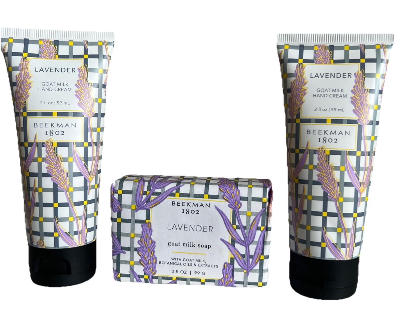 Beekman 1802 LAVENDER Goat Milk (1) Bar Soap 3.5oz & (2) LAVENDER Hand Cream 2oz