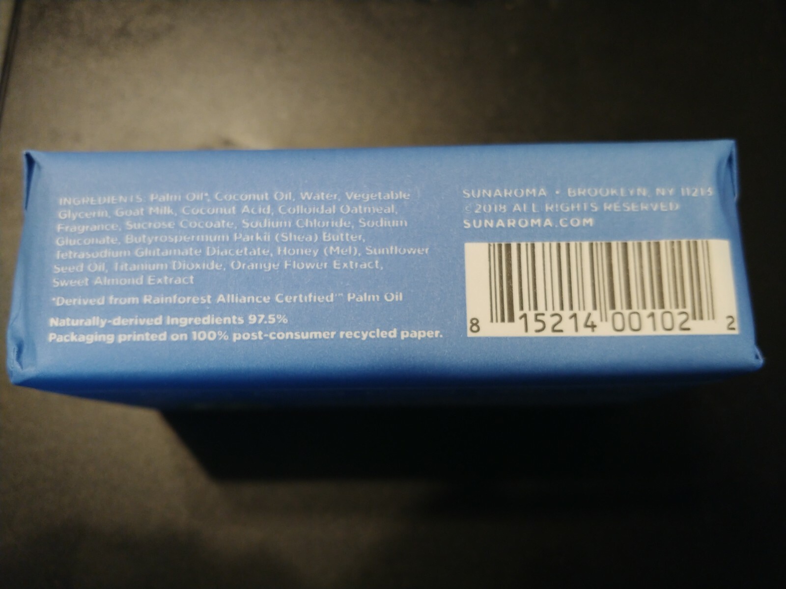 SUNAROMA GOAT’S MILK WITH SHEA BUTTER AND MANUKA HONEY BLACK SOAP 8 OZ. BAR