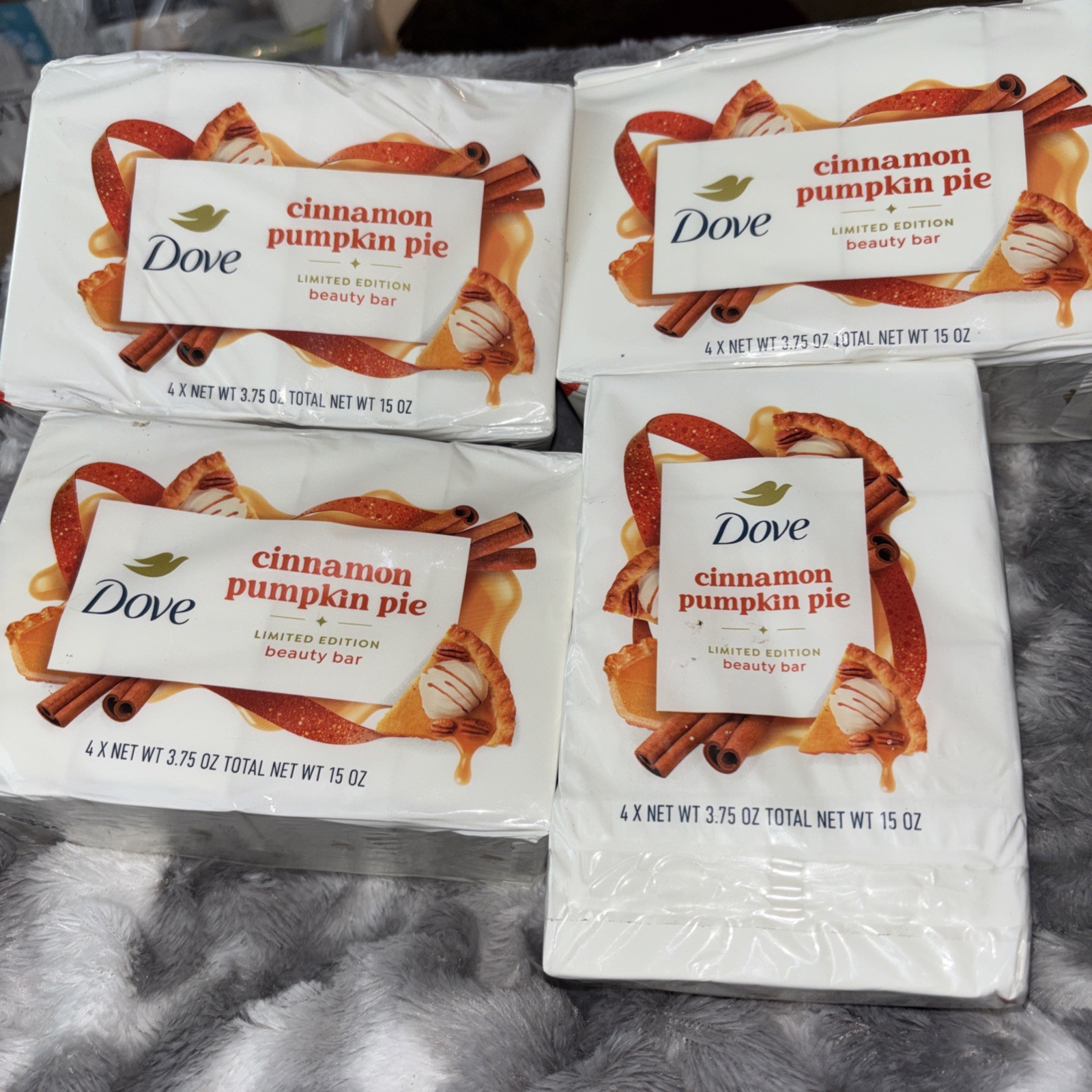 4 Pk (16bars) Dove Cinnamon Pumpkin Pie Beauty Bar Soap 3.75 oz Limited Edition